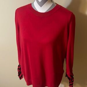 Red Ralph Lauren Top with Black & Red Sleeve Ties Size Large